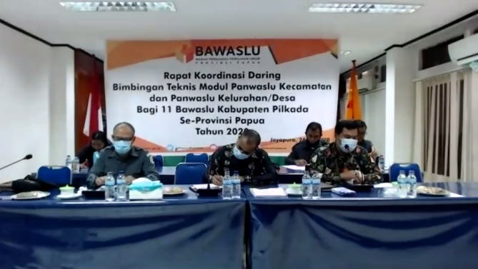 BAWASLU PAPUA GELAR RAKOR DARING BIMTEK MODUL PANWASLU KECAMATAN DAN PANWASLU KELURAHAN/DESA