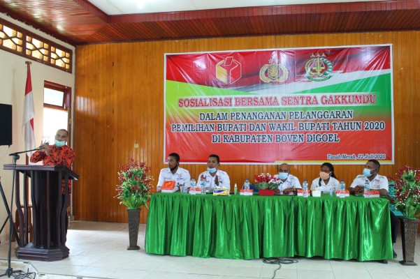 GAKKUMDU DAN BAWASLU PROVINSI PAPUA MELANJUTKAN SOSIALISASI PENANGANAN PELANGGARAN DI KABUPATEN BOVEN DIGOEL