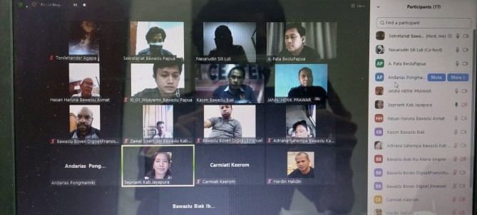 BAWASLU PAPUA LAKSANAKAN DISKUSI DARING DIVISI HUKUM KABUPATEN/KOTA SE-PROVINSI PAPUA