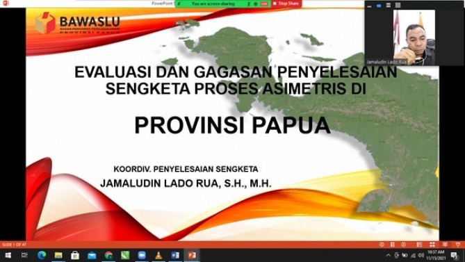 BAWASLU PAPUA LAKSANAKAN EVALUASI DAN GAGASAN PENYELESAIAN SENGKETA PROSES PEMILU ASIMETRIS DI PROVINSI PAPUA