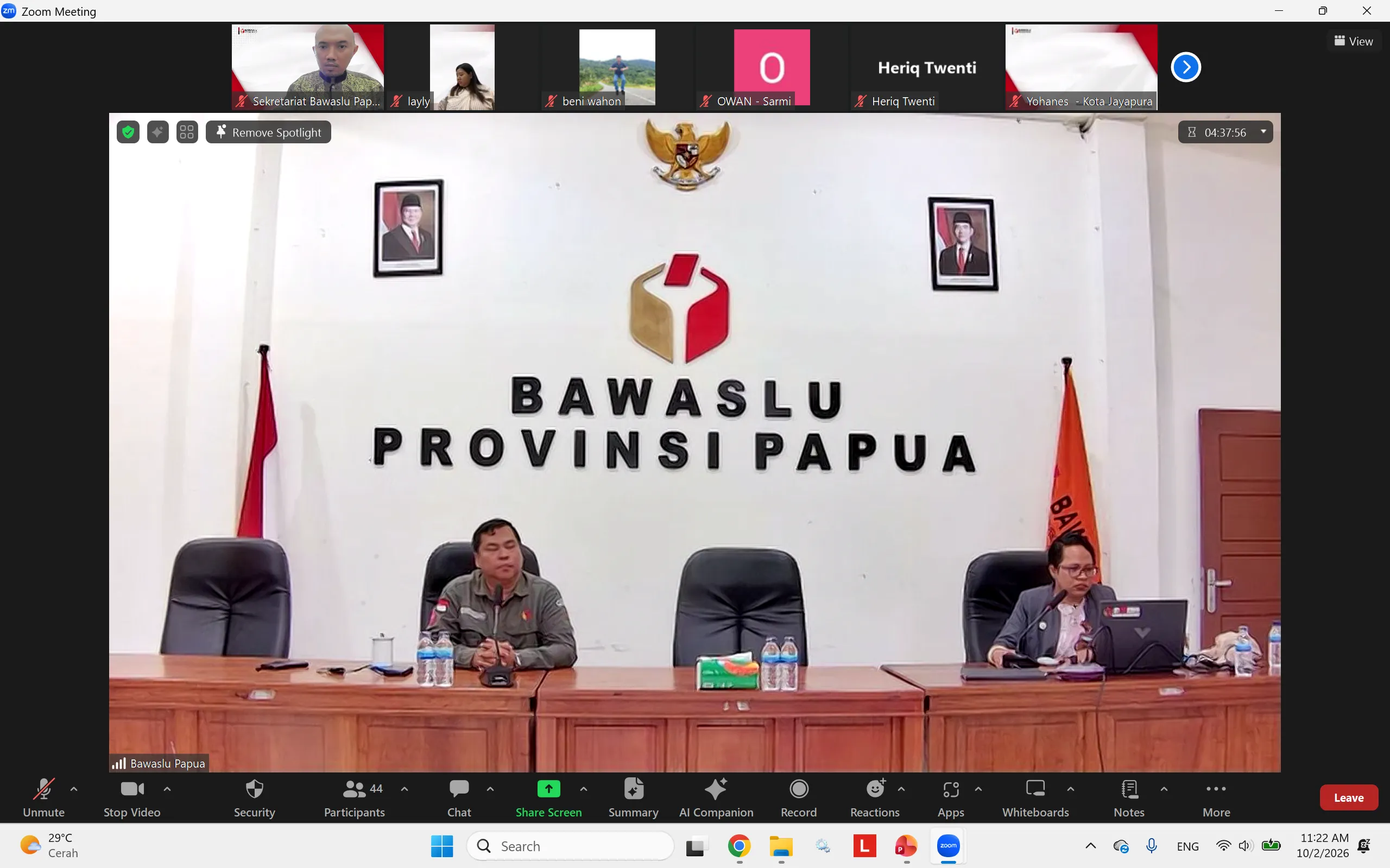 Bawaslu Provinsi Papua menyelenggarakan kegiatan evaluasi kehumasan Bawaslu kabupaten/kota se-Papua secara daring